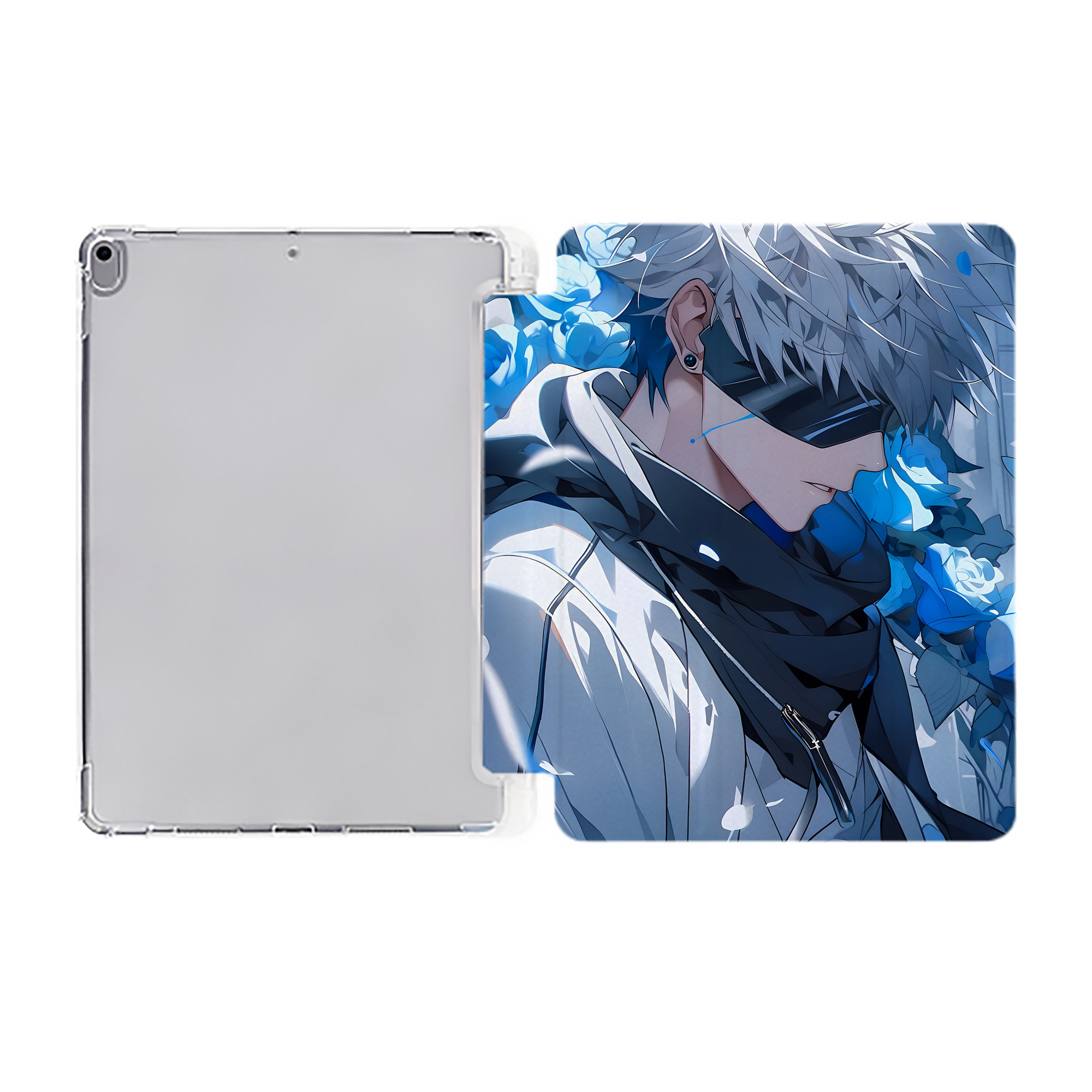 （画像用） 呪術廻戦 Jujutsu Kaisen IPad ケース ペン収納付き 三つ折りスタンド PUレザー×シリコン 対応機種9.5/10.5/10.9インチ
